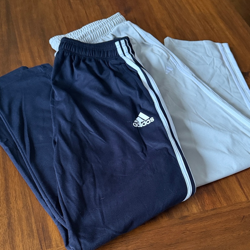 Adidas Men's Navy and White Joggers